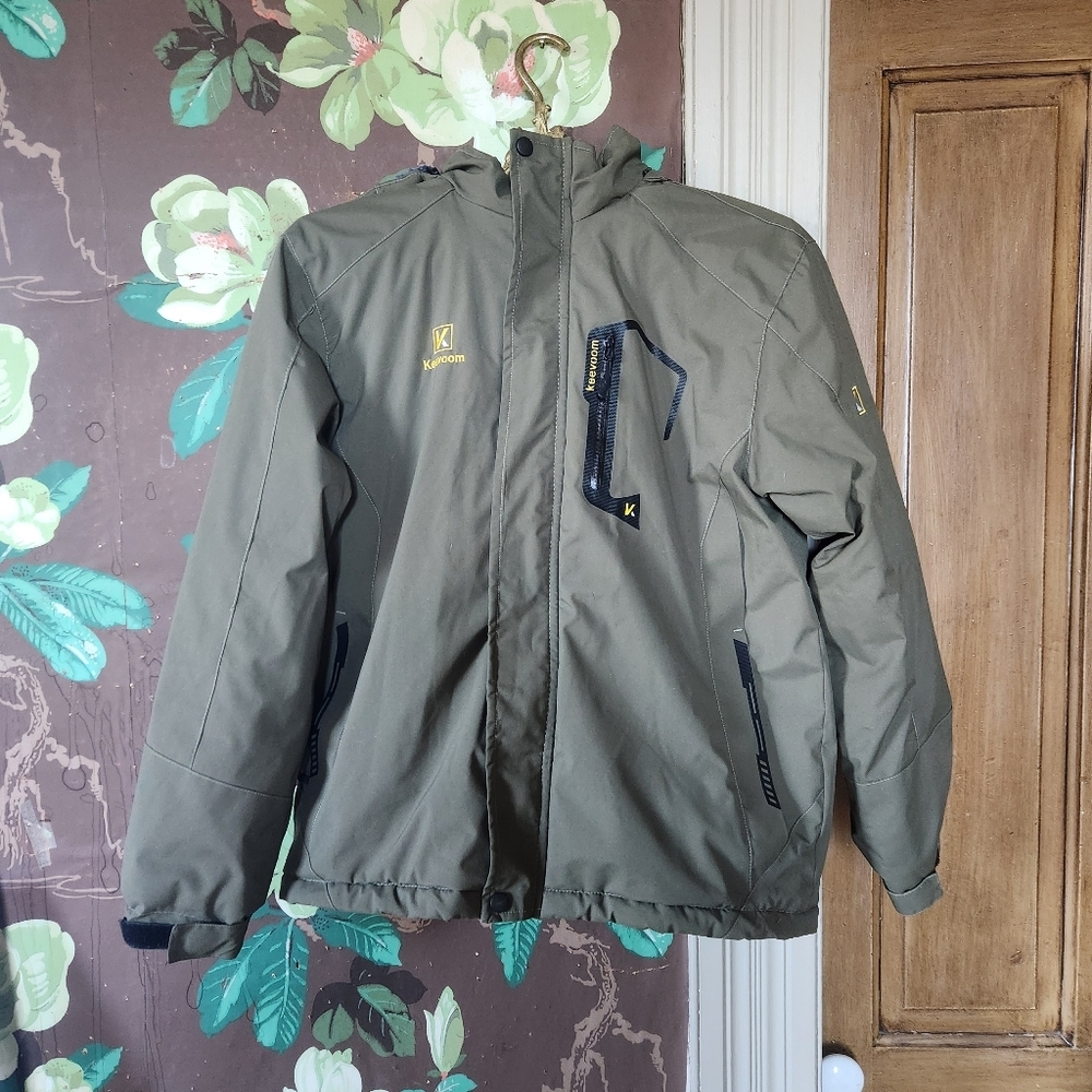 Keevoom Waterproof Hooded Jacket – Fleece Lined – Olive Green – Size 14–16